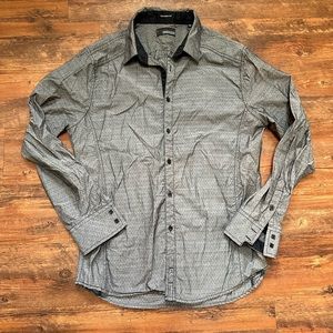 Men's Buckle Black Grey Button Up Shirt